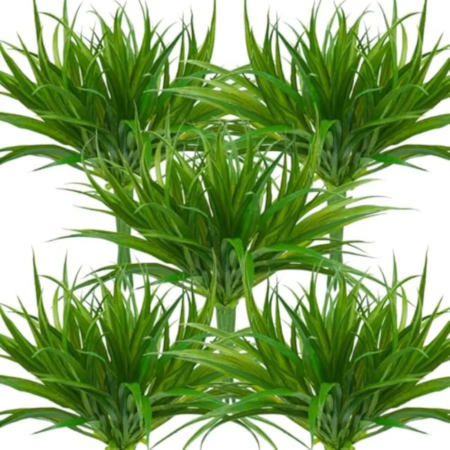 Erba Artificiale, Piante Finte da Esterno 44 cm, Resistenti ai Raggi UV, Steli Finti, Erba Sintetica per Finestre di Casa, Giardino, Ufficio, Patio