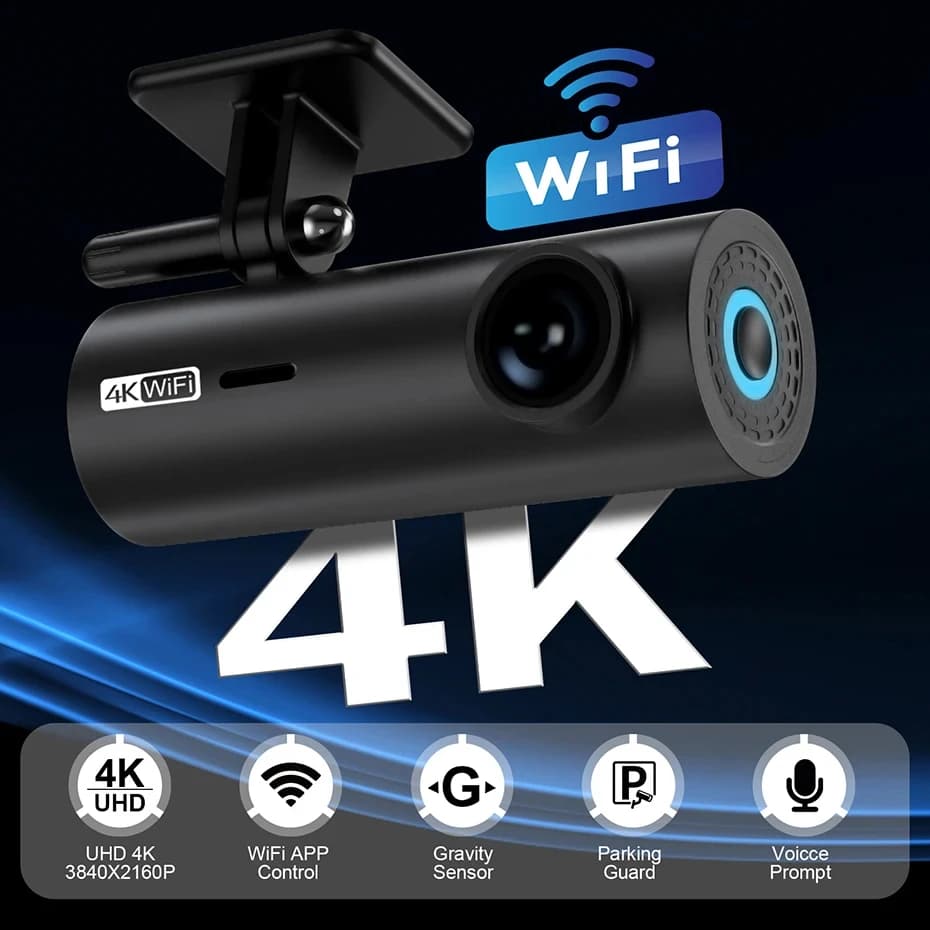 HD 4K 2160P WiFi Car DVR Dash Cam Telecamera 2K 1296P 24H Monitor di parcheggio APP Controllo Videoregistratore di guida per auto per tutte le auto