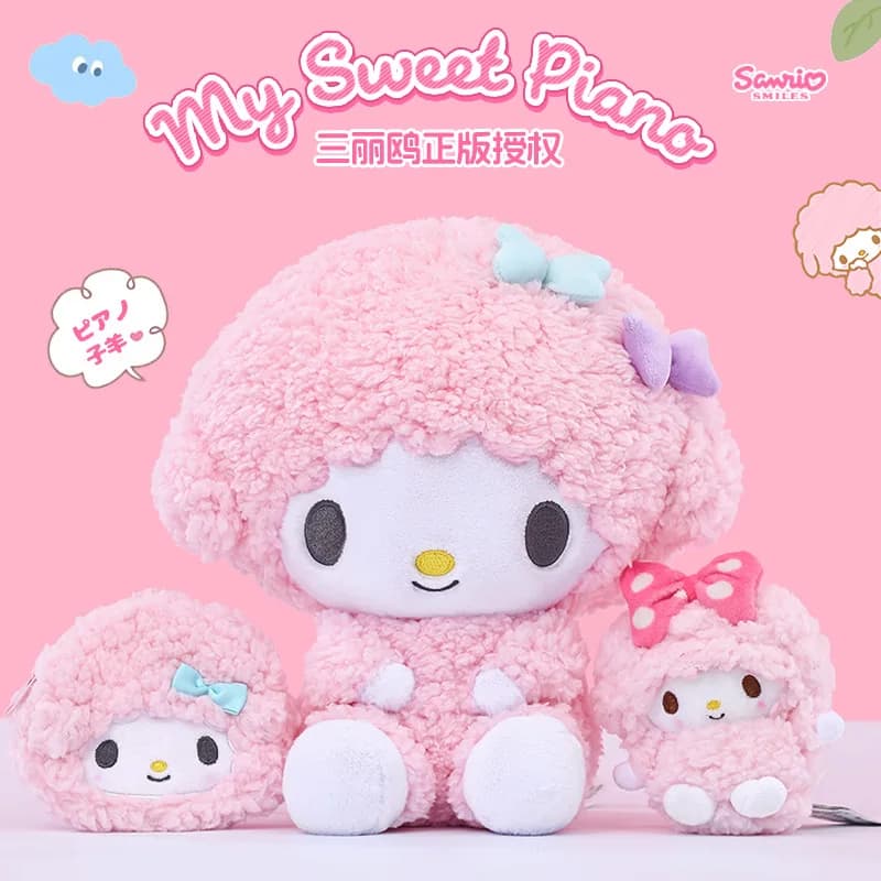 Genuino Sanrio Anime Kawaii Piano Portachiavi Peluche ripiene Agnello Bambola Ciondolo Cuscino Ornamenti Portachiavi Compleanno Regalo di Natale
