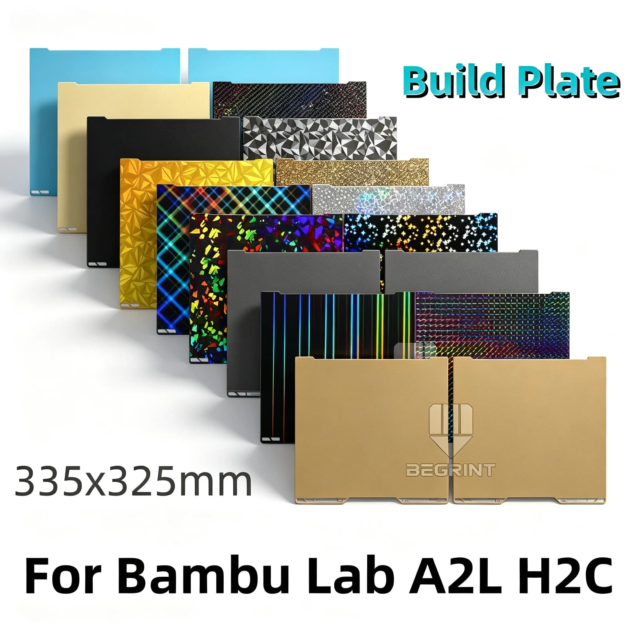 For Bambu Lab H2C A2L Build Plate Upgraded Dual-Side Sandblasted Textured PEI Spring Steel Sheet 335X325mm Hot Bed Fit Bambulab