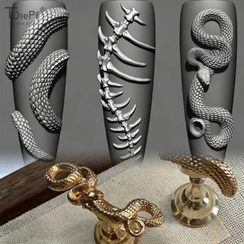 3D Silicone Nail Art Mold Coiled Snake Skeleton Mold Design Diy Nail Decor Clear Manicure Stencil