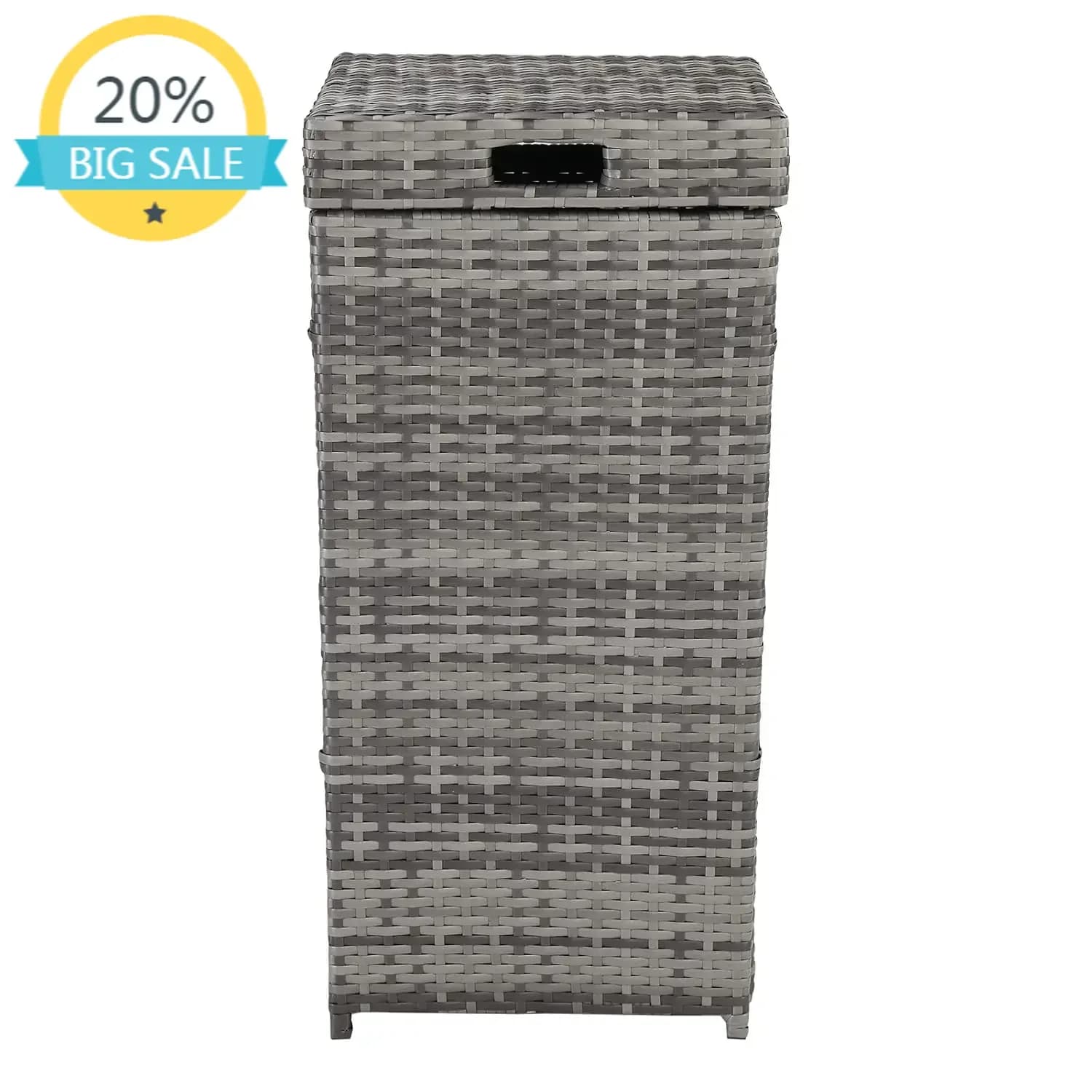 Bestseller: Cestino per Rifiuti in Rattan da 24 Galloni per Esterni con Coperchio, Bidone Angolare in Vimini per Esterni