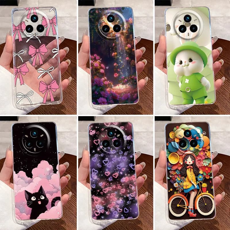 Custodia trasparente per Realme 14 Pro Plus 5G Simpatico coniglio gattino Modello Custodia morbida in silicone TPU Shell per Realme 14 Pro 14Plus Cover