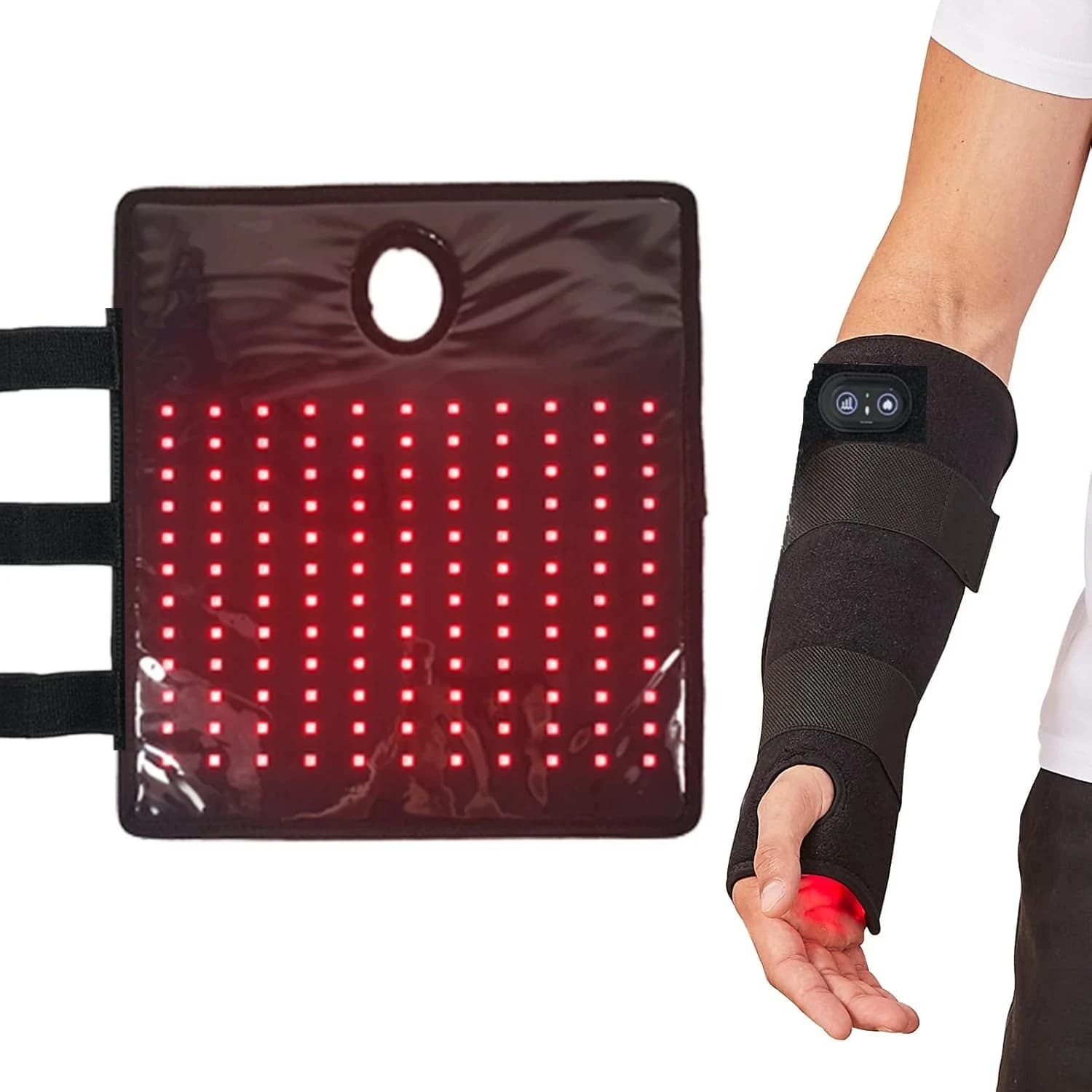 Wireless 660 e 850 nm Terapia della luce rossa e a infrarossi Copertura da polso per massaggio del braccio Dispositivo LED ricaricabile per alleviare il dolore articolare