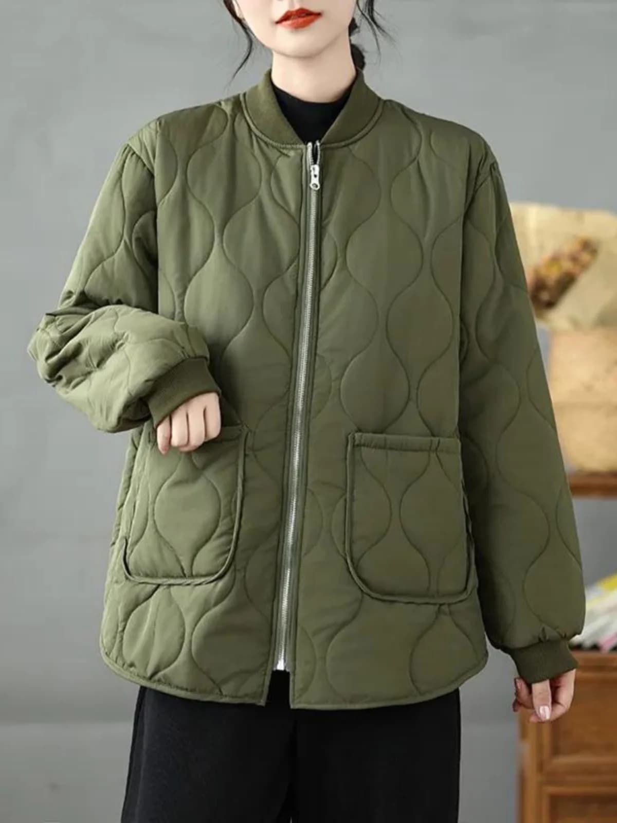 Autumn Winter Lightweight Cotton Jacket Loose Casual Fashionable Women's Outerwear Warmth Large Size Mommy Clothes