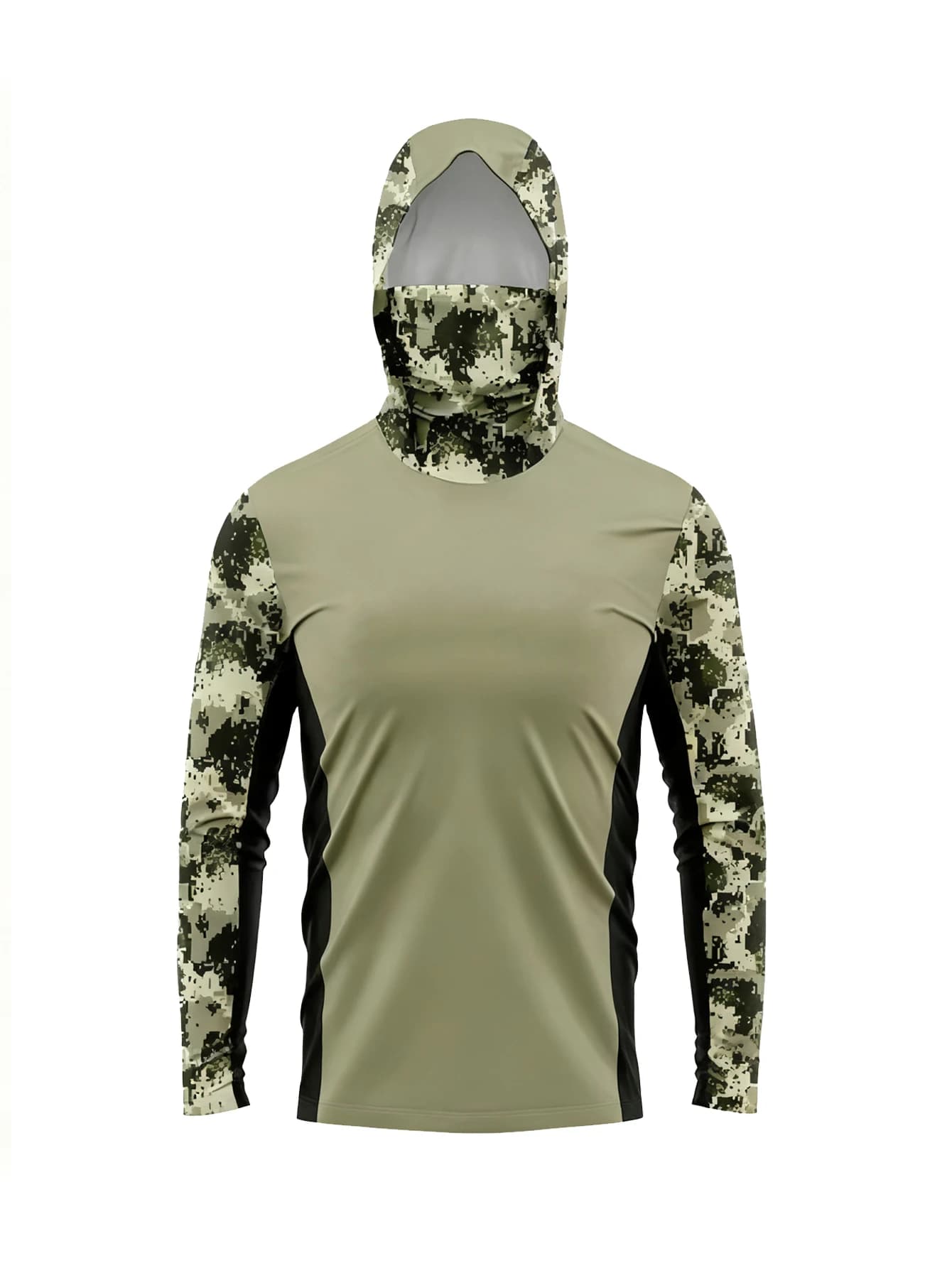 Magliette da Pesca a Maniche Lunghe per Uomo, Protezione Solare con Cappuccio e Maschera, Abbigliamento Tutto-in-Uno per Pesca, Caccia, Campeggio e Angleria