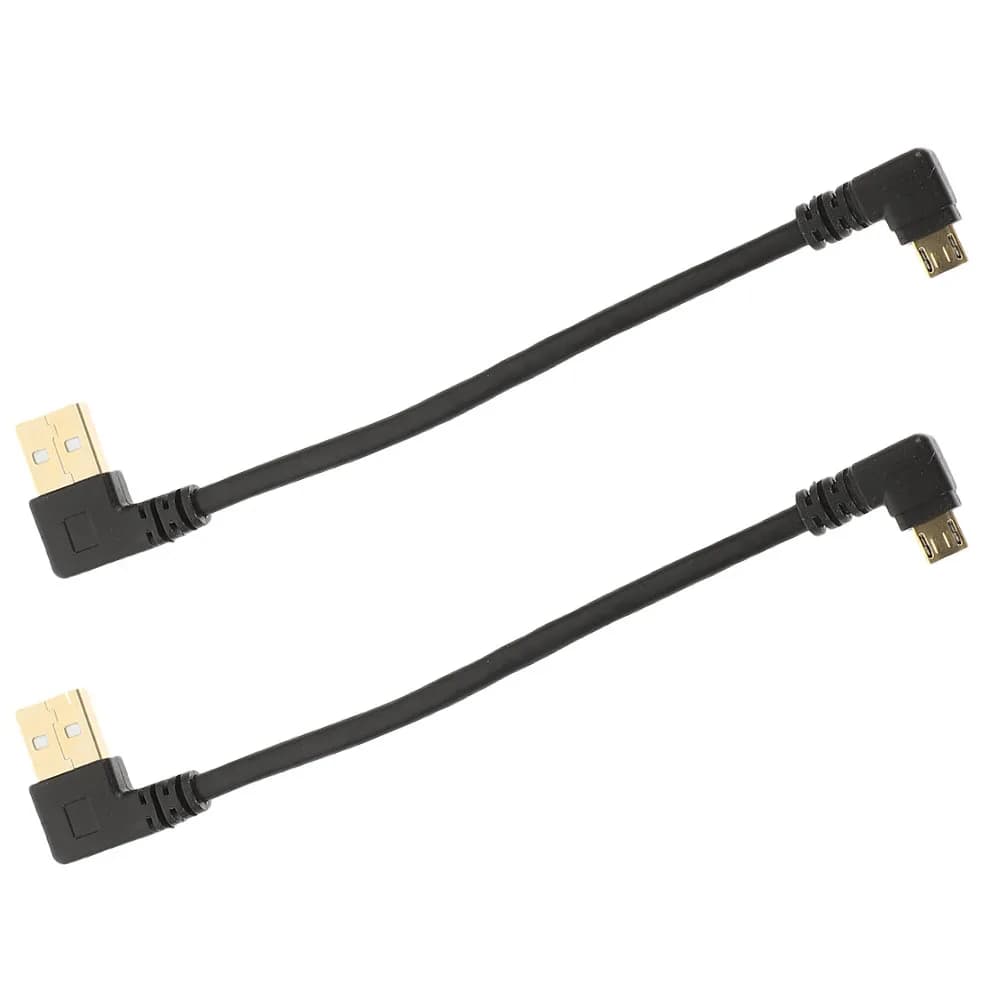 Cavo micro USB corto da 2 pezzi, ad angolo retto, 90 gradi, per ricarica rapida e trasferimento dati, per smartphone, tablet, fotocamere, ufficio, auto