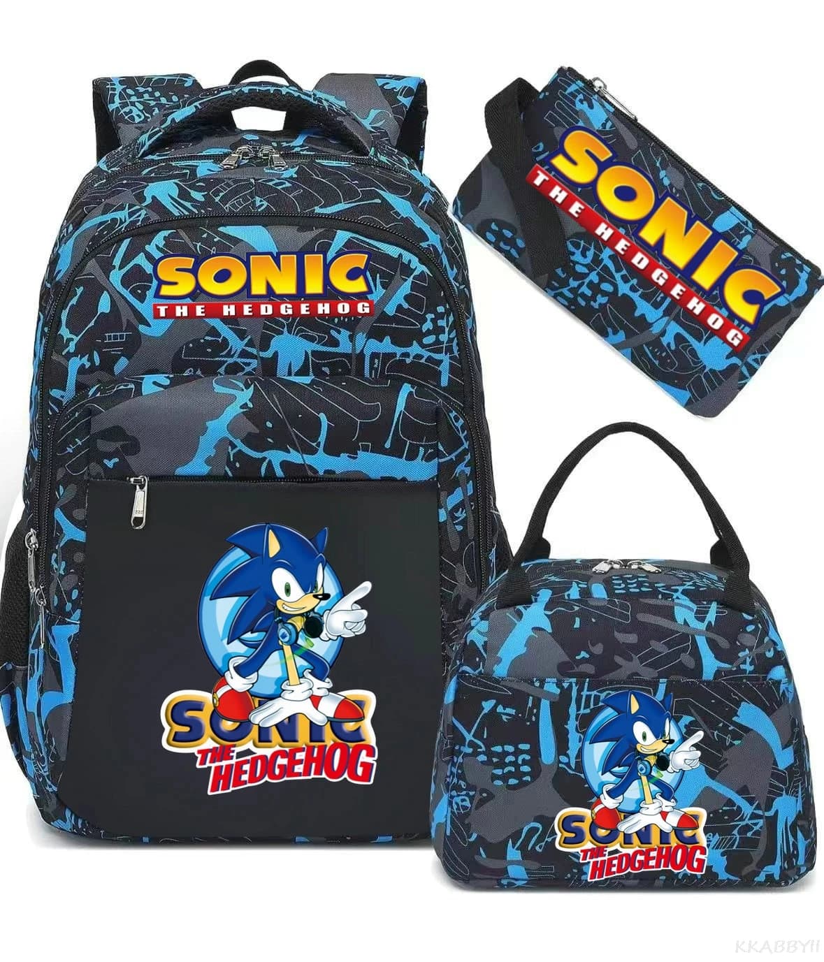 Sonic Backpack Camouflage Boy's Girls Capacity Schoolbag Backpack Set Rucksack Bagpack Kids Children's Book Bags