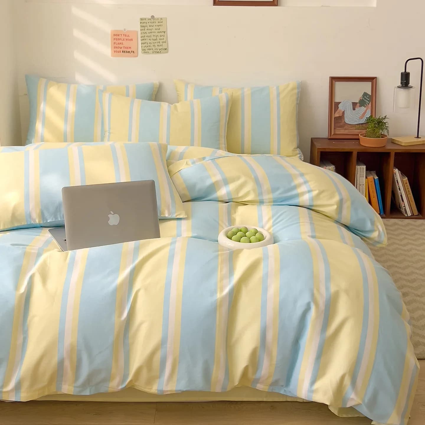 Set trapunta Copripiumino in cotone 100% Stripe Queen Size 40s Copripiumino Federa Fodere per biancheria da letto Tessili per la casa Fondotinta nordico