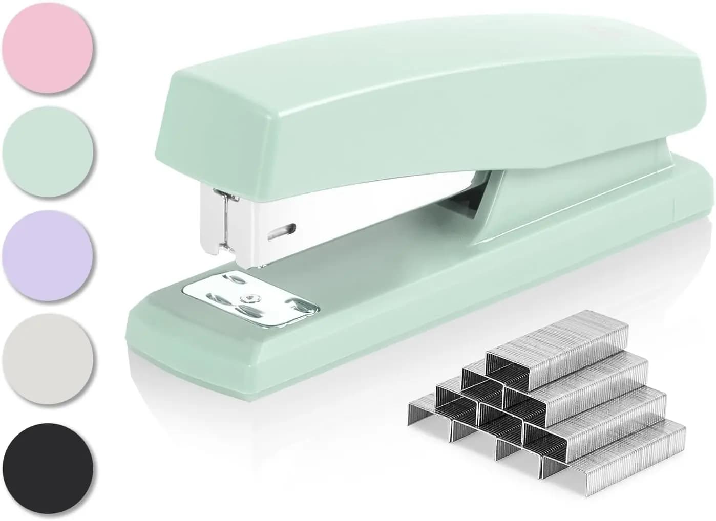 Cucitrice da scrivania con 640 graffette, capacità 25 fogli, verde, base antiscivolo