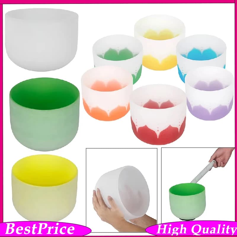 8 Inch Frosted Quartz Crystal Singing Bowl for Sound Healing Chakra Yoga Meditation - Perfect Sitting Meditation Tool