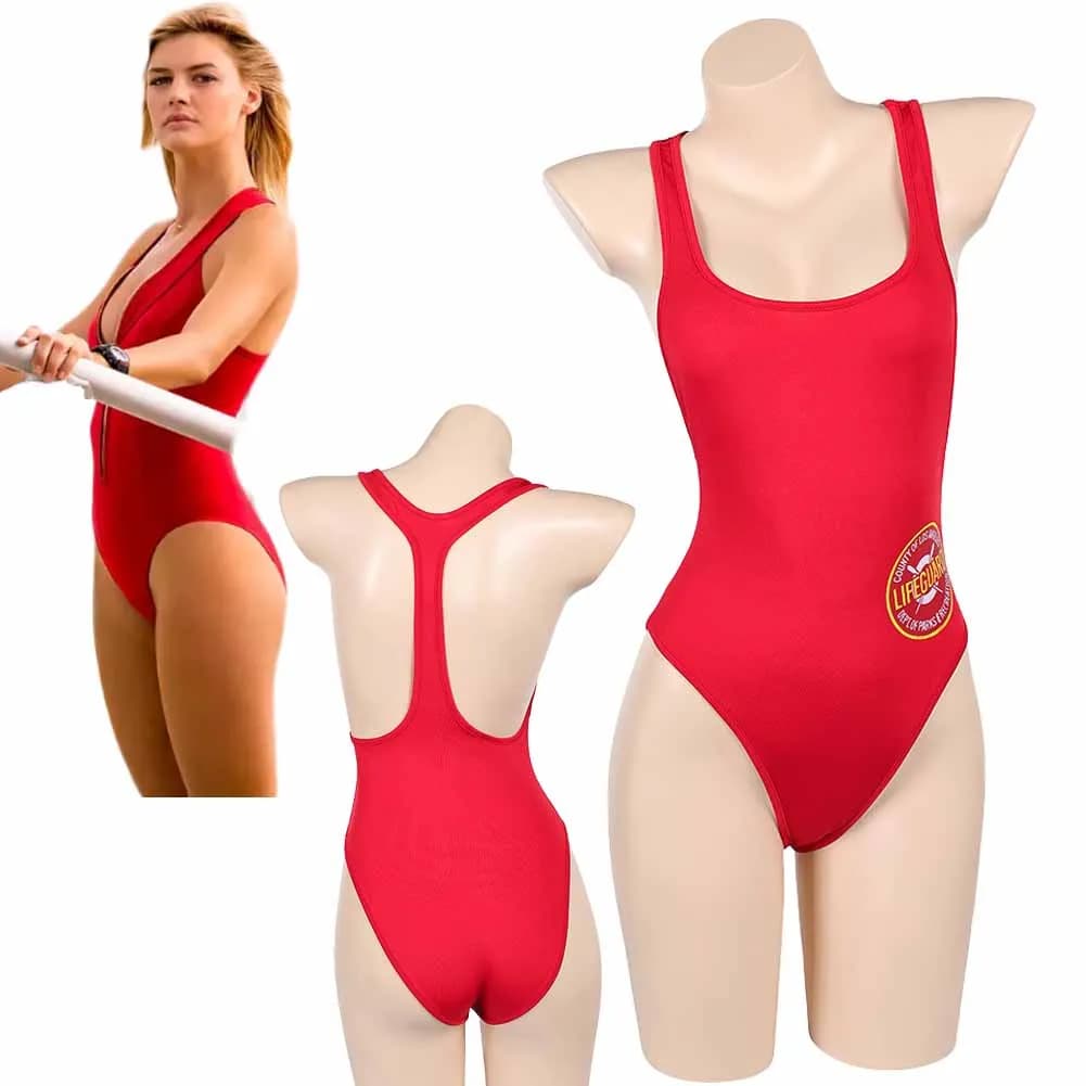 CJ Parker Cosplay Swimwear Red bikini Movies Baywatch Role game Swimwear Woman Beach Dresses for Halloween Carnival Party