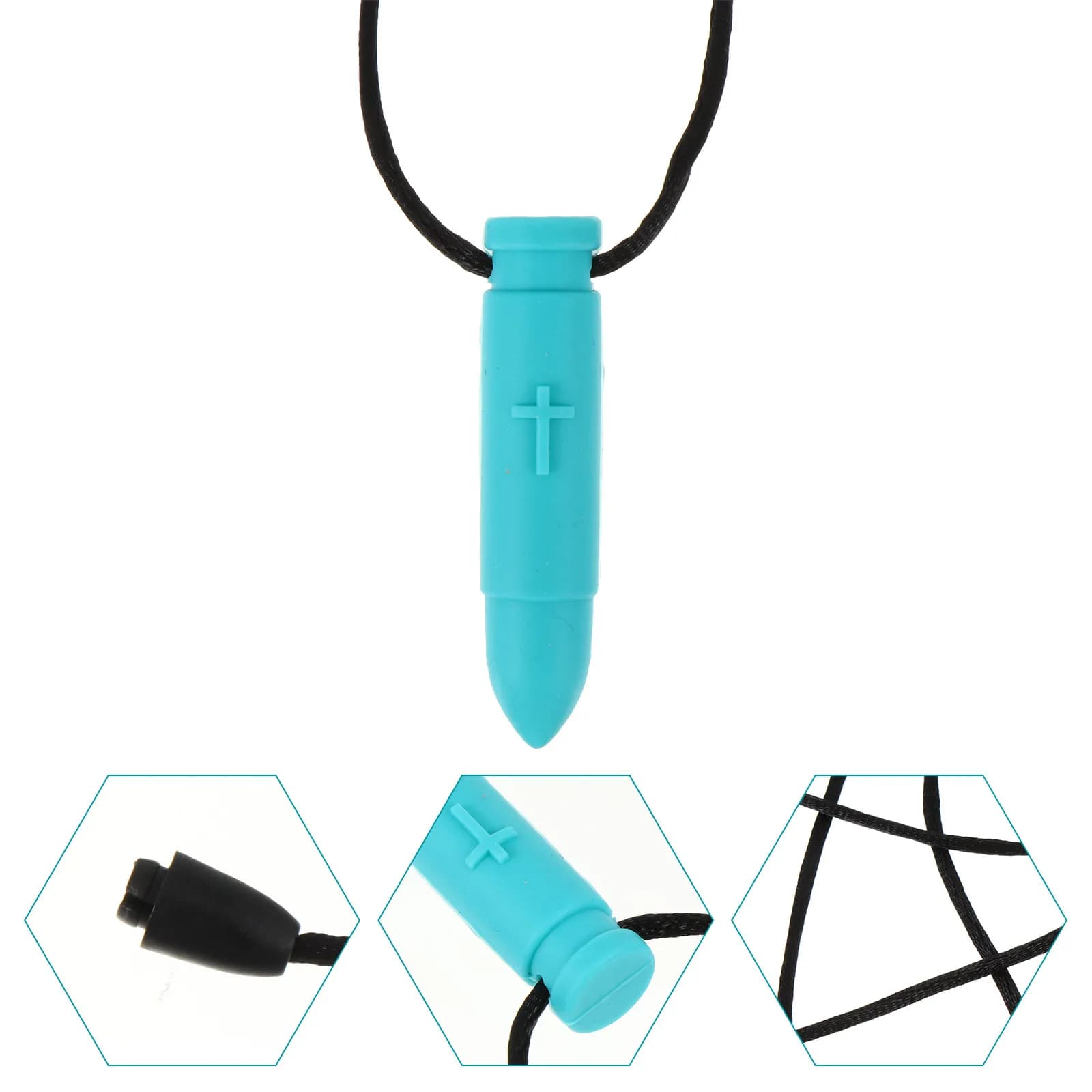 Collana da masticare sensoriale a forma di proiettile per autismo, ansia, concentrazione e calmante, massaggiagengive per neonati, catena da masticare per la dentizione