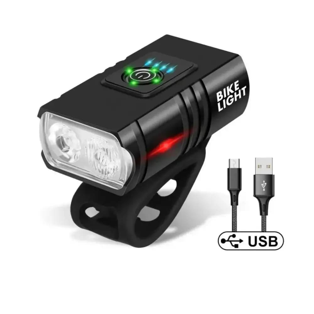 Luce Anteriore per Bicicletta LED, 6 Modalità, Ricaricabile USB-C, Torcia MTB, Accessori per Ciclismo