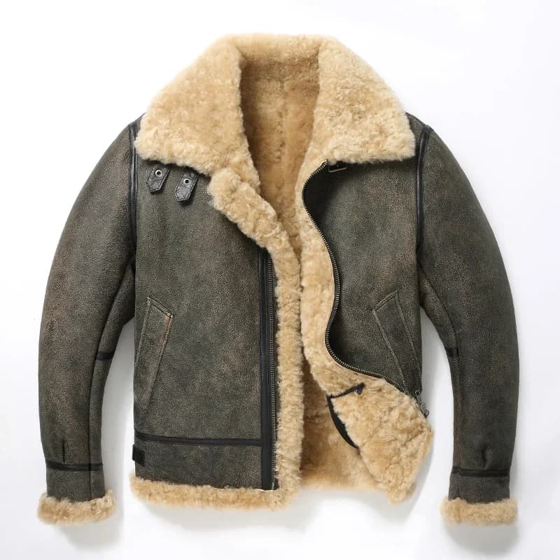 2024 New Thick Sheep Wool Original Ecological Fur One Leather Fur Jacket Male Warm Genuine Sheepskin Coats Flight Jackets