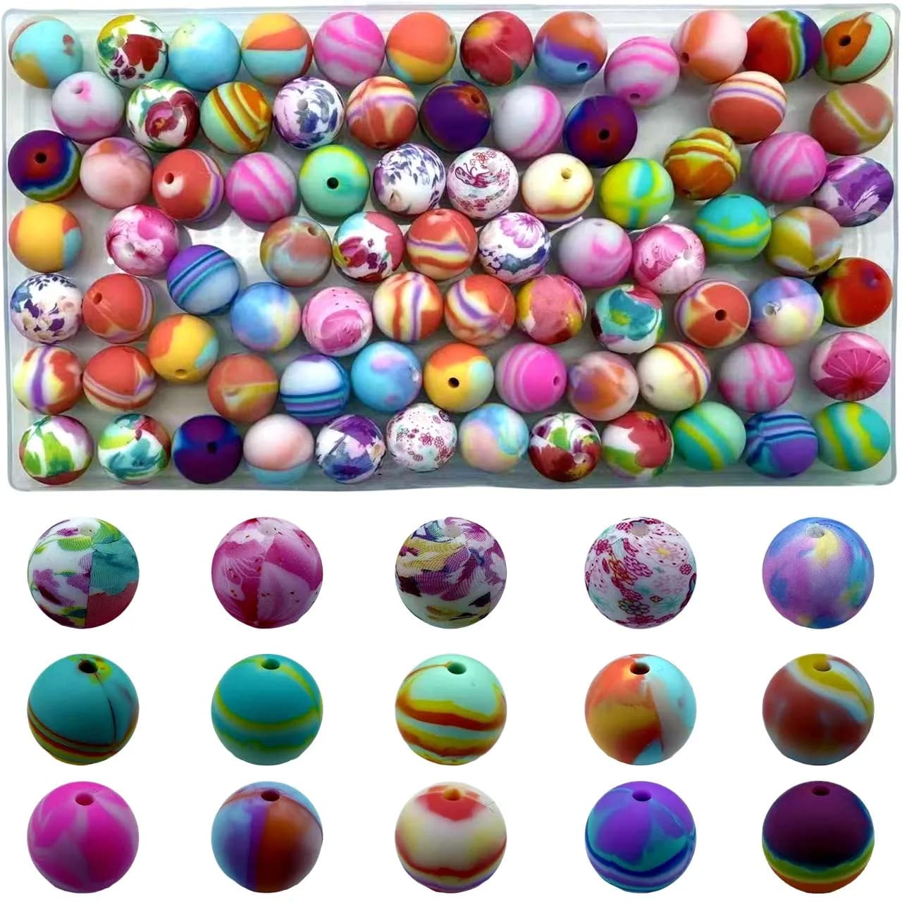 150 pezzi serie Four Seasons perline rotonde in silicone perline focale miste perline penna in silicone collana fai da te portachiavi perline perline gioielli