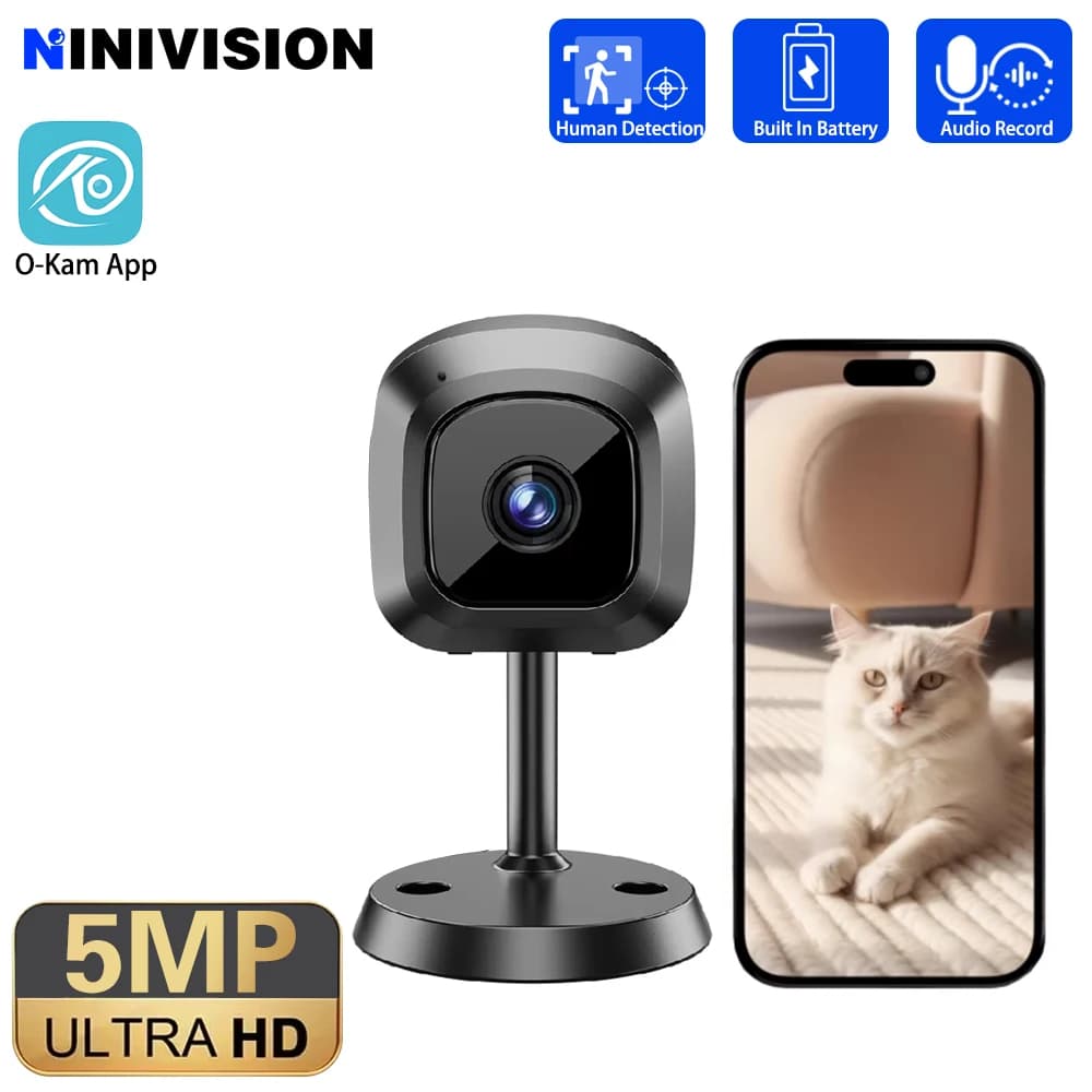 O-Kam 5MP Baby Monitor Batteria Telecamera IP wireless Piccolo registratore Micro Smart Indoor Home Rilevazione umana Telecamera per visione notturna