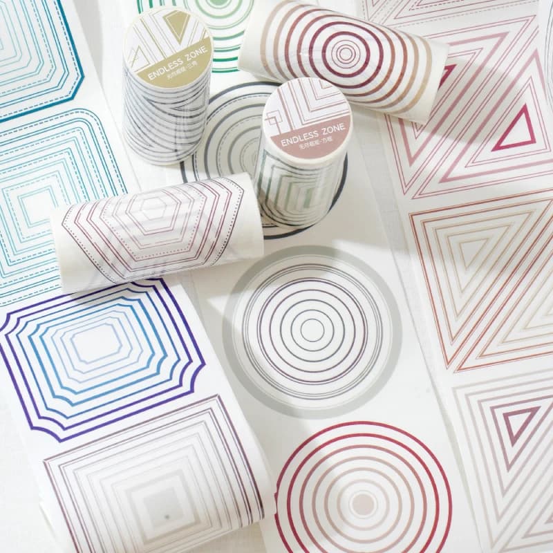 90mm * 2m Modelli Geometrici Washi Tape Set Adesivi di Carta Adesiva per la Decorazione Notebook Scrapbook Diario Planner Cancelleria Estetica