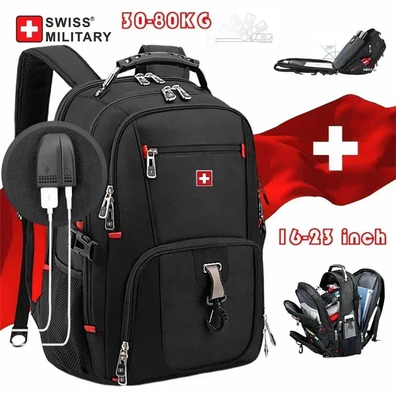 Zaino per laptop SWISS da 17 pollici Porta di ricarica USB impermeabile Zaino multifunzionale in stile svizzero Zaino da viaggio per escursionismo Mochila