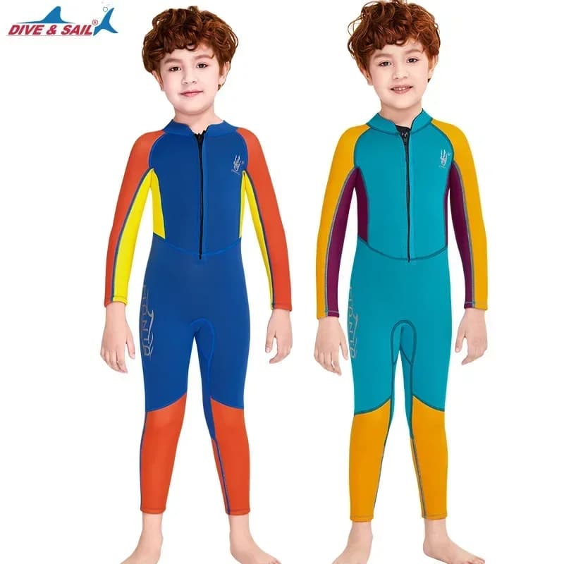 Children's Mute 2.5mm Neoprene Full Thick Swimsuit Hot Thickened Kids Long Sleeve Swimwear Winter Snorkeling Swimming Diver Mute