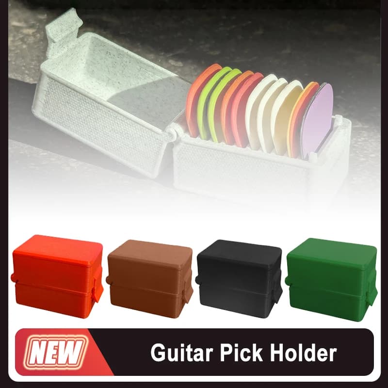 Porta plettro per chitarra Scatola portaoggetti portatile per plettro con coperchio 10 scomparti Display per plettri Scatole antipolvere Regalo per chitarristi