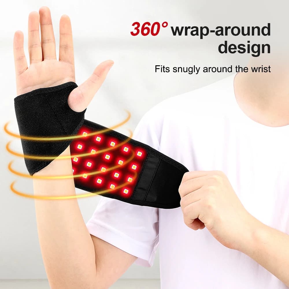 660nm 850nm LED Riscaldamento a infrarossi Cinturino da polso Terapia della luce rossa Protezione per il polso Riscaldata Massaggio per il polso Wrap Supporto Brace USB Charg