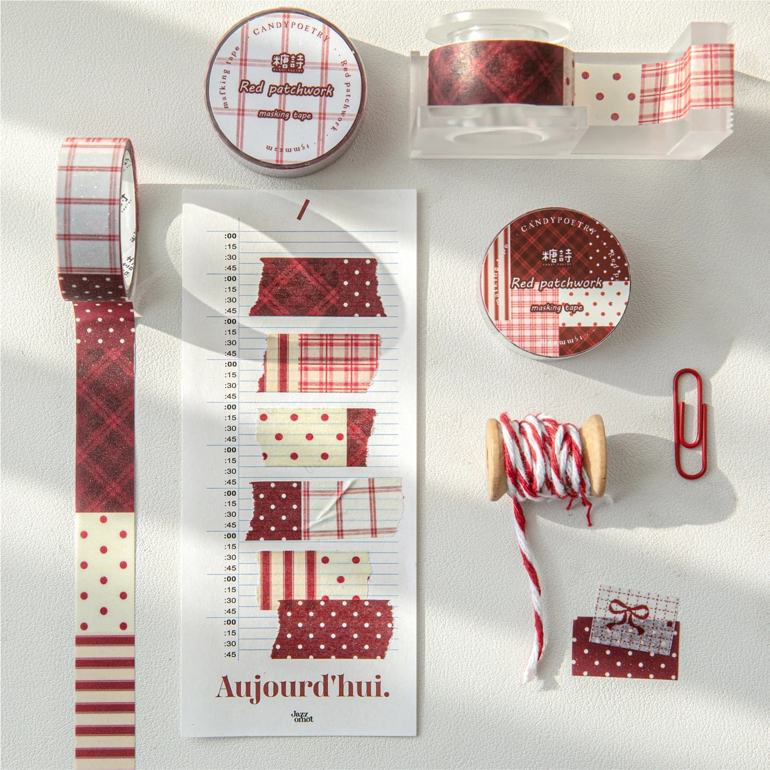 15mm * 2m Crimson Prologue Series Kawaii Rosso Piccolo Modello Scintillante Sabbia Washi Nastro Manuale Creativo Materiale Scrapbooking