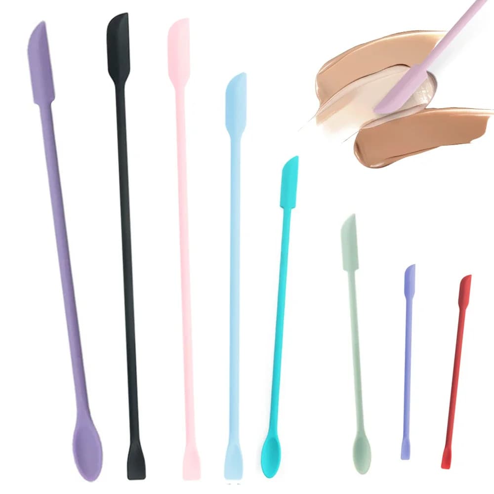 New3pcs Double-Head Silicone Scraper Spoon Set Makeup Brushes Cosmetics Tools Beauty Accessories Reusable Silicone Scoop Scraper
