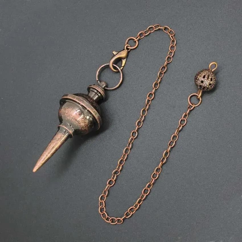 CSJA Pendolo in metallo per rabdomanzia Divinazione Penduli Spirale Colore oro Cono in rame Penduli per radiestesia Pendolo curativo T027