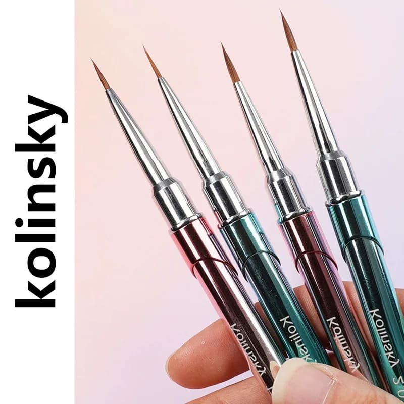 1/4 pezzi manico in metallo Kolinsky pennello per unghie penna per pittura per unghie pennelli per gel UV acrilico strumento per manicure in cristallo pennello per unghie