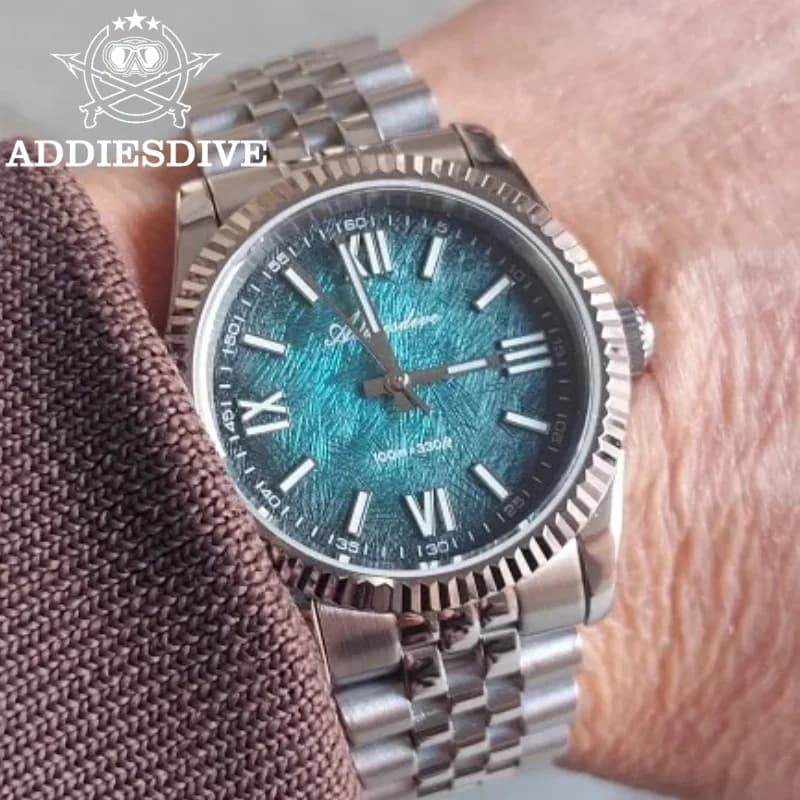 ADDIESDIVE 36mm AD2512 Men's Watch BGW9 Luminous Jubilee Strap 100m Waterproof Sapphire Glass VH31 Movement Quartz watch Reloj