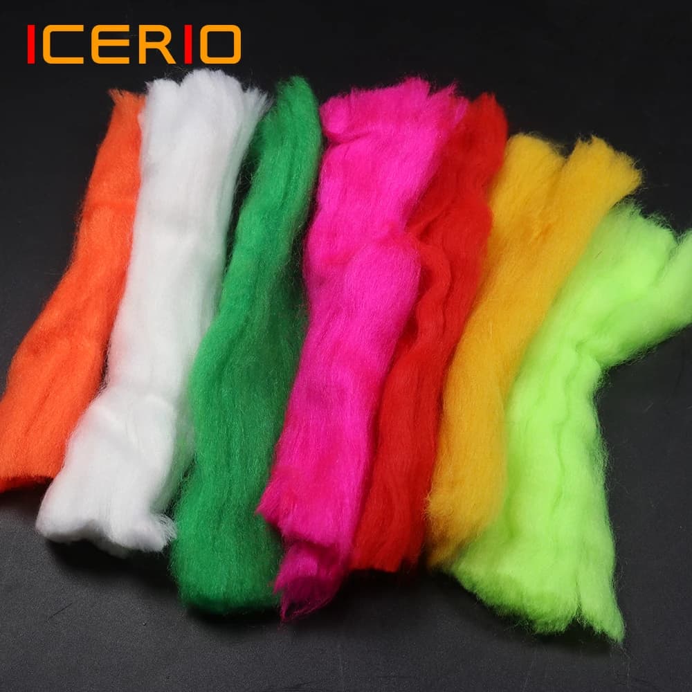 Icians pesca a mosca colore multiplo filato d'uovo bagliore Bug filato fibra Baitfish esca paracadute mosca materiale legante