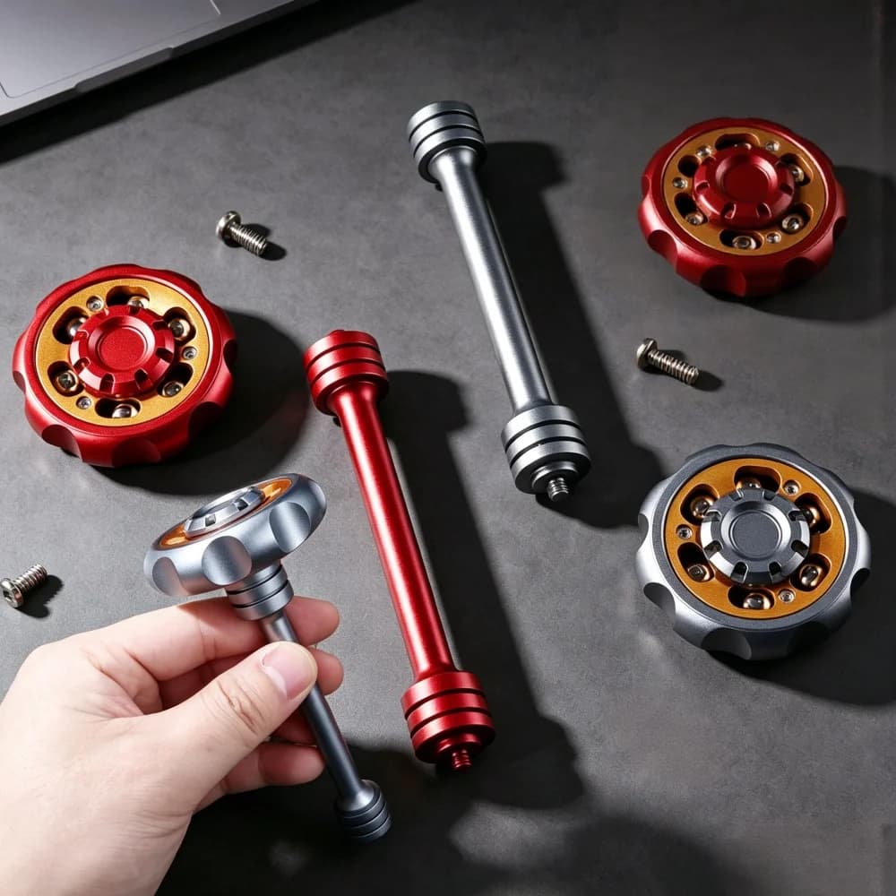 Fidget Spinner a Forma di Scettro in Metallo, Giocattolo EDC Rotante, Antistress e Anti-Ansia per Adulti