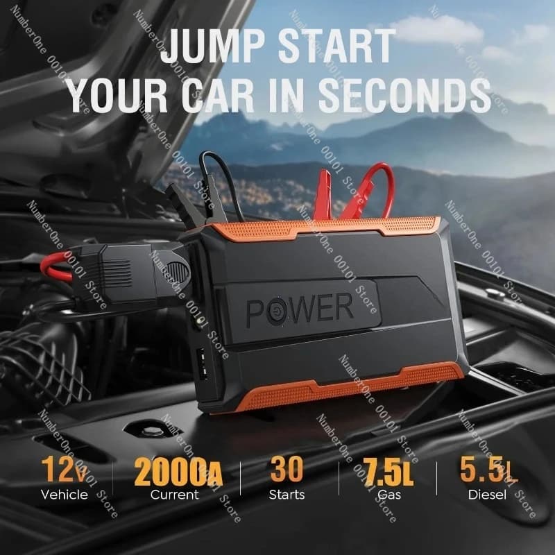 Avviatore di emergenza per auto 2000A 12V con torcia a LED Power Bank Strumento di emergenza multifunzione