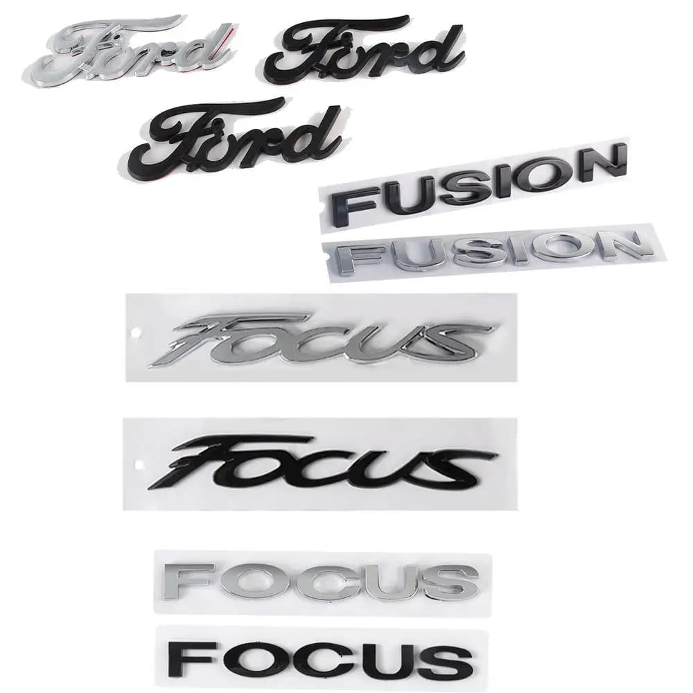 1Pc 3D ABS Car Rear Bumper Trunk Focus Fusion Letter Emblem Sticker Decals For Ford Fiesta Ranger Mondeo Mustang MK2 MK3 Hub Cap