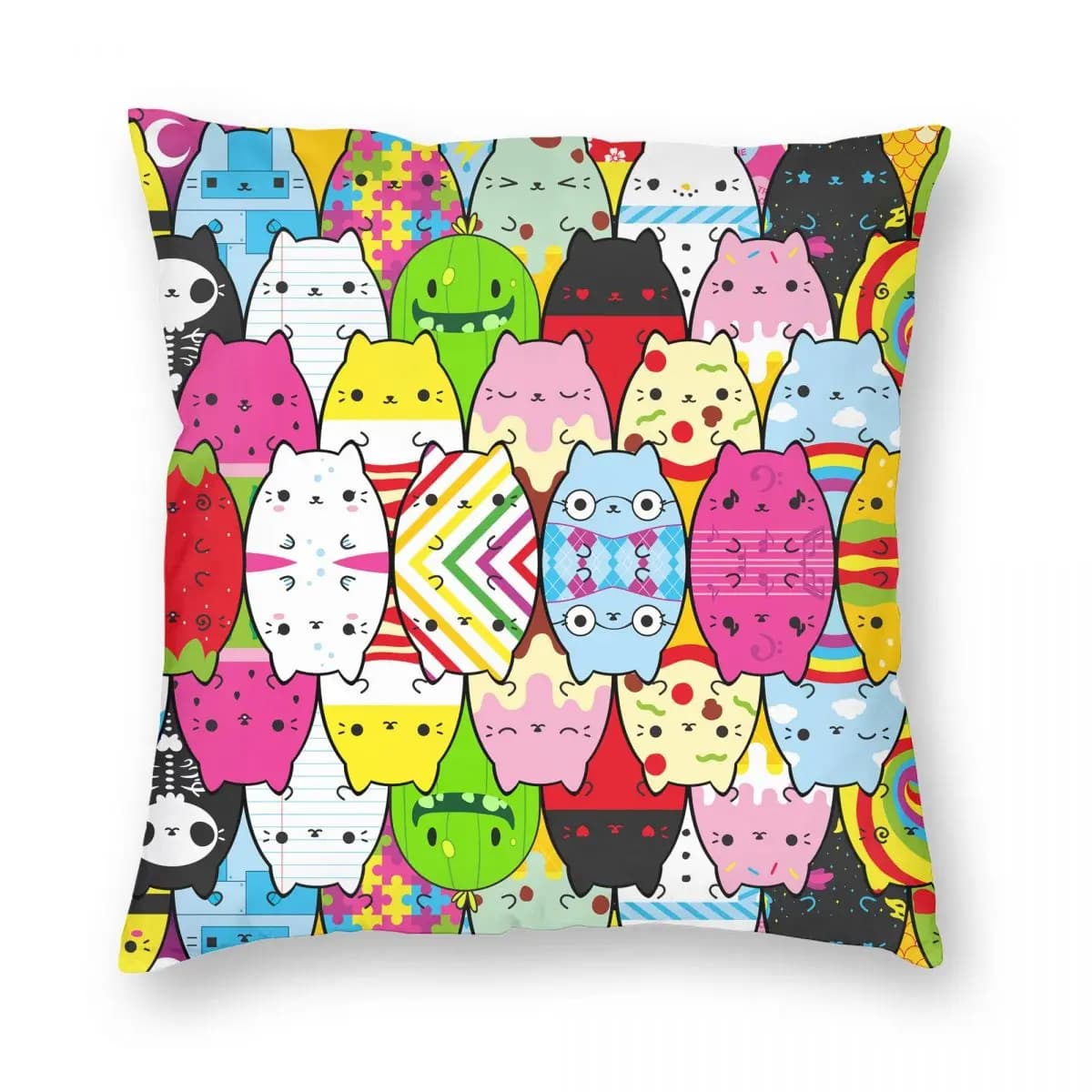 Cats Vs Pickles (4) Square Pillowcase Pillow Cover Cushion Throw Pillow for Home Sofa Living Room