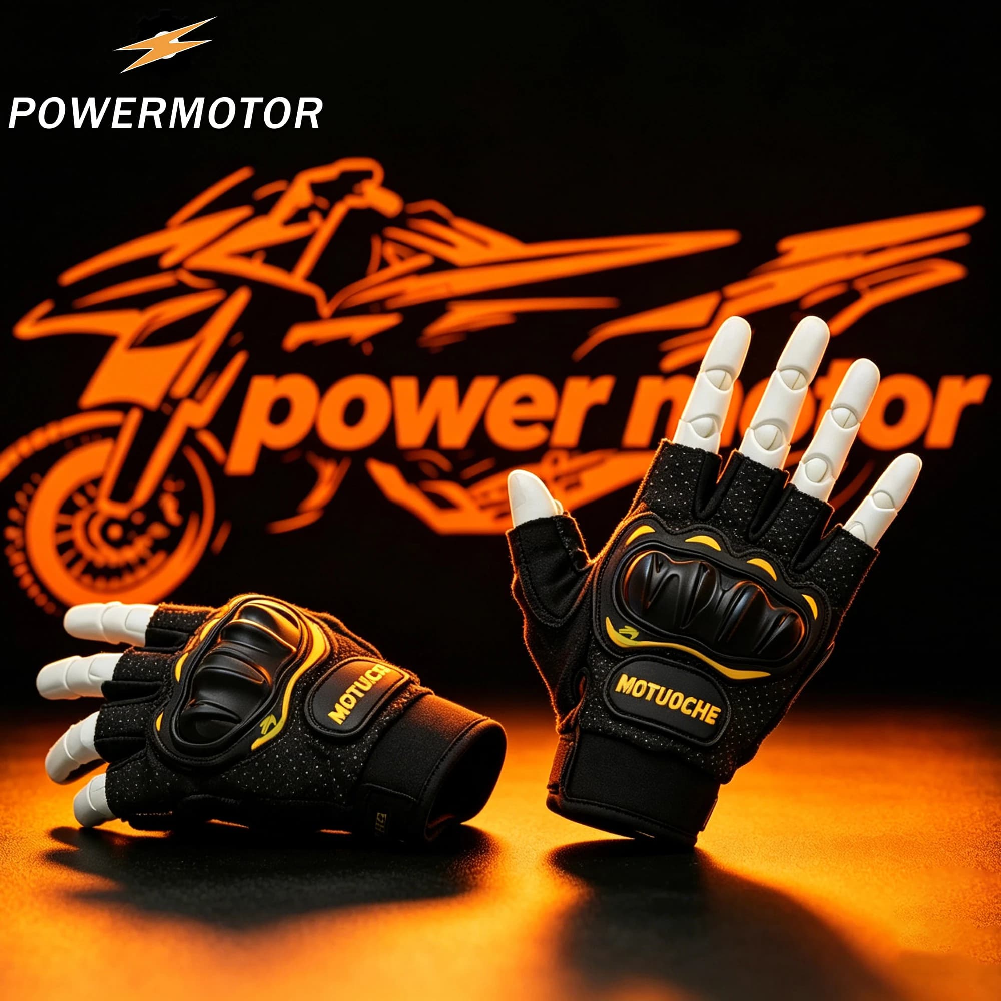 Guanti da Moto da Corsa per Uomo, Mezze Dita, Antiurto, per Enduro e Supermoto, Antiscivolo, Resistenti all'Usura, Compatibili con Touch Screen