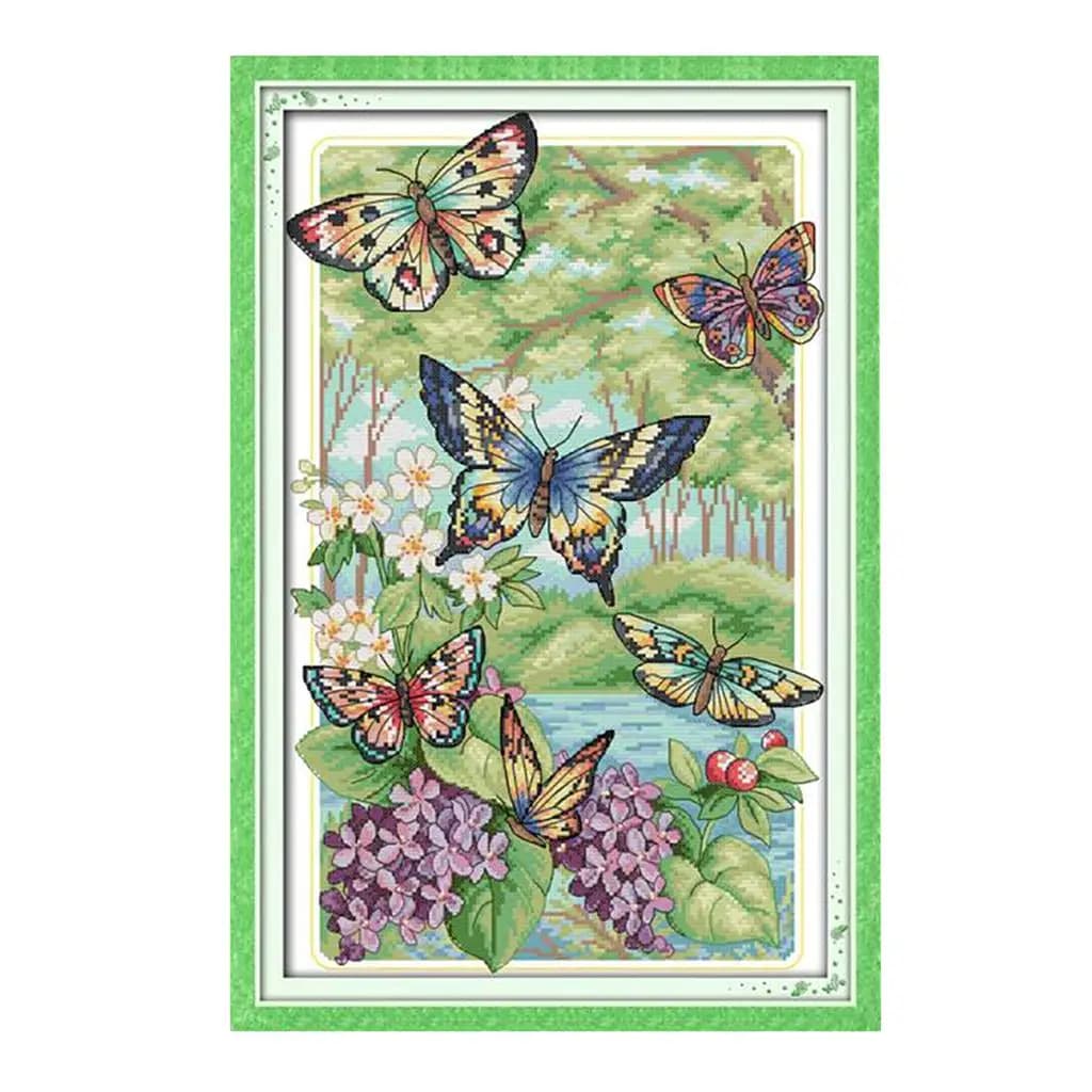 Butterfly Cross Stitch Kits Cotton Printed DIY Embroidery Set Handcraft for Home Decor Beginners