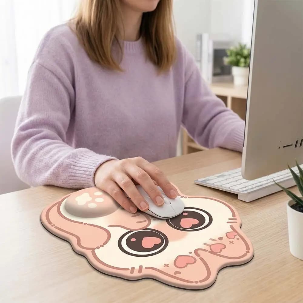 Tappetino per mouse a forma di gatto nero, con protezione per il polso, tappetino grande antiscivolo e ispessito, decorazione per la casa