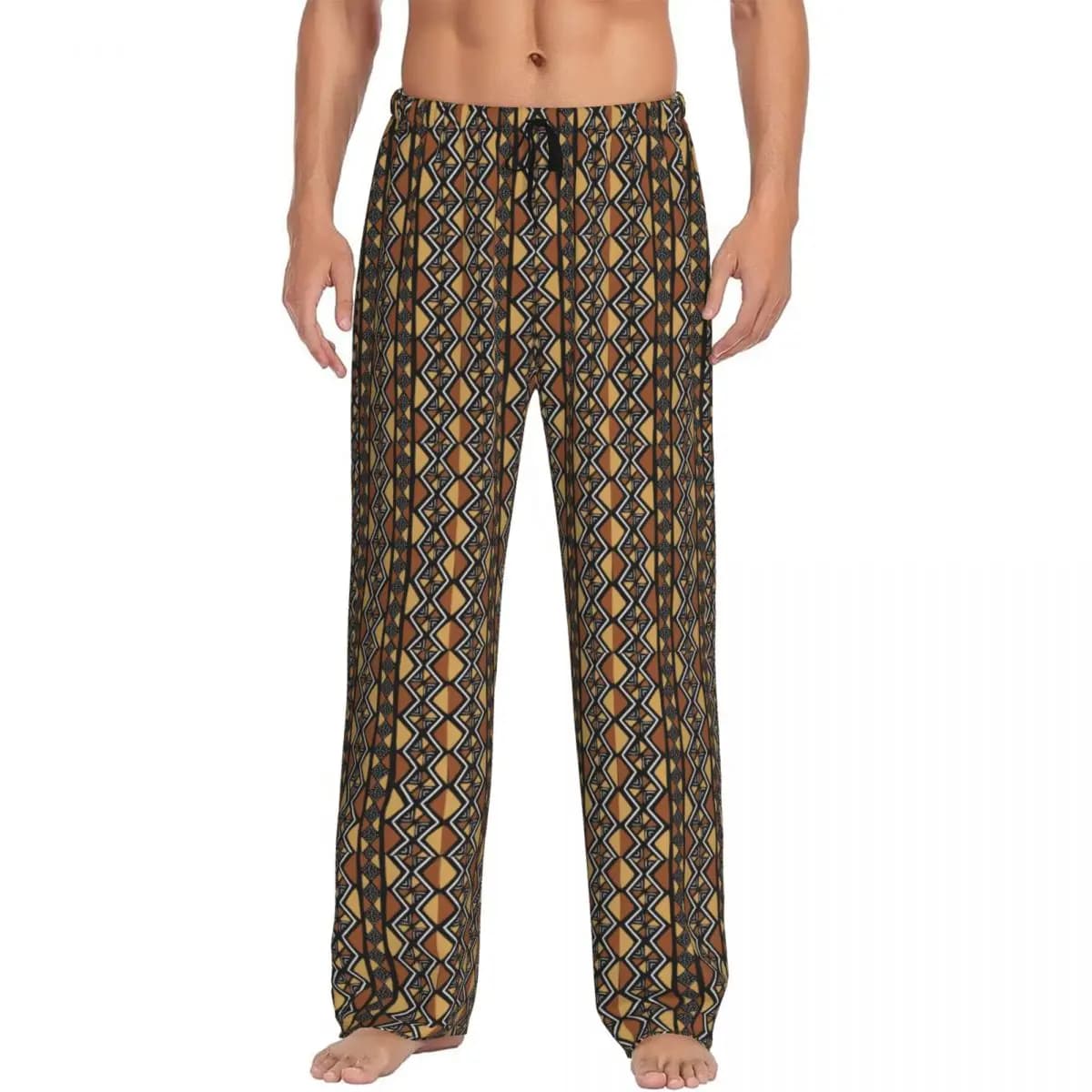 Custom African Mud Cloth Mali Pajama Pants Men Sleepwear Sleep Lounge Bottoms with Pockets