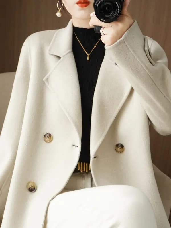 Trendy Thickened Woolen Coat Women's Suit Collar Outerwear Casual High Waist Korean Style Long Sleeve Jacket for Winter