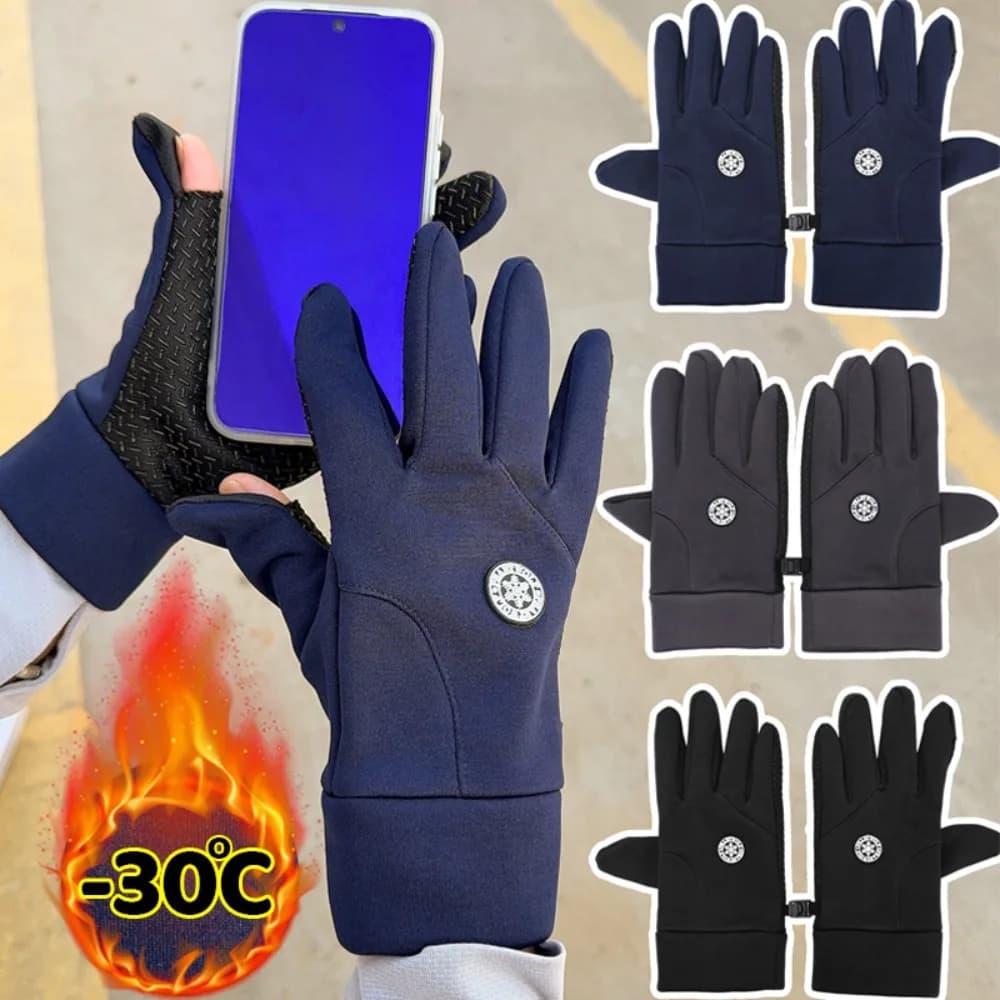 Men's Winter Gloves Minimalist Style Cycling Guide Knit Sports Gloves With Full-Year Hot Thermal Touchscreen Outdoor