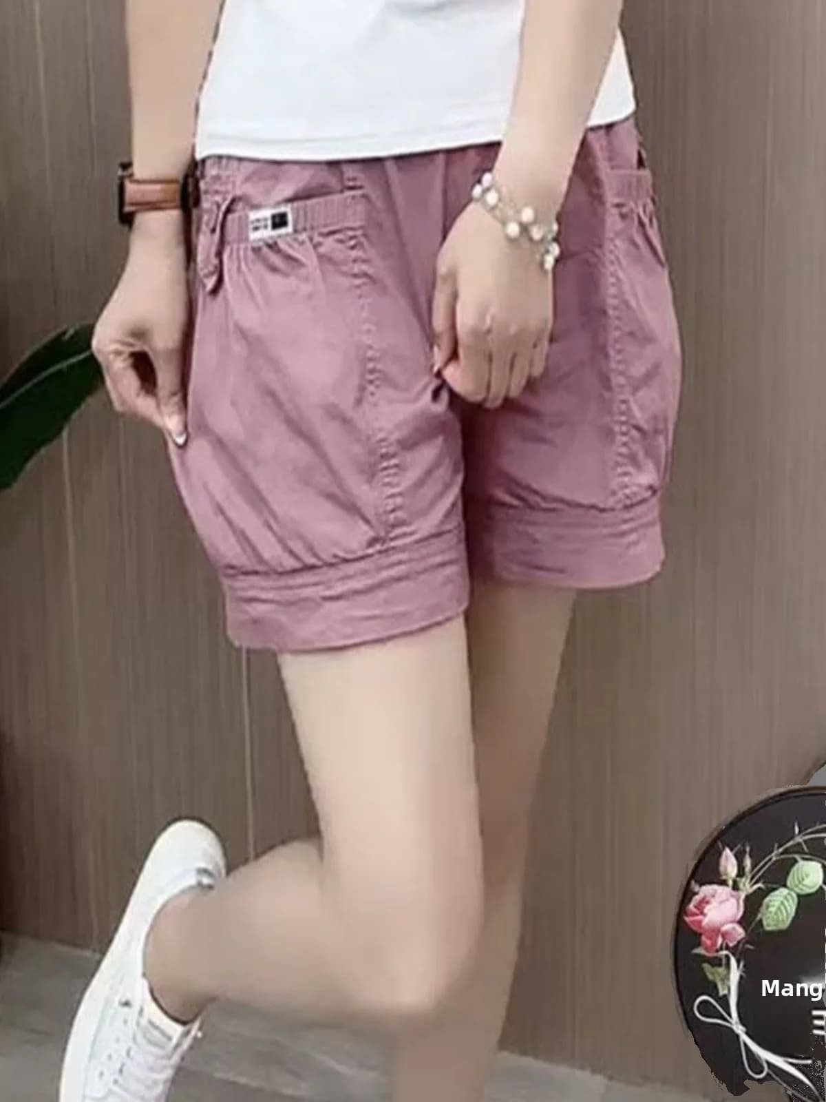 Pantaloncini Estivi Sottili Casual da Donna a Vita Alta Elasticizzati, Eleganti, Snellenti, Versatili, da Lavoro, Hot Pants a Gamba Larga