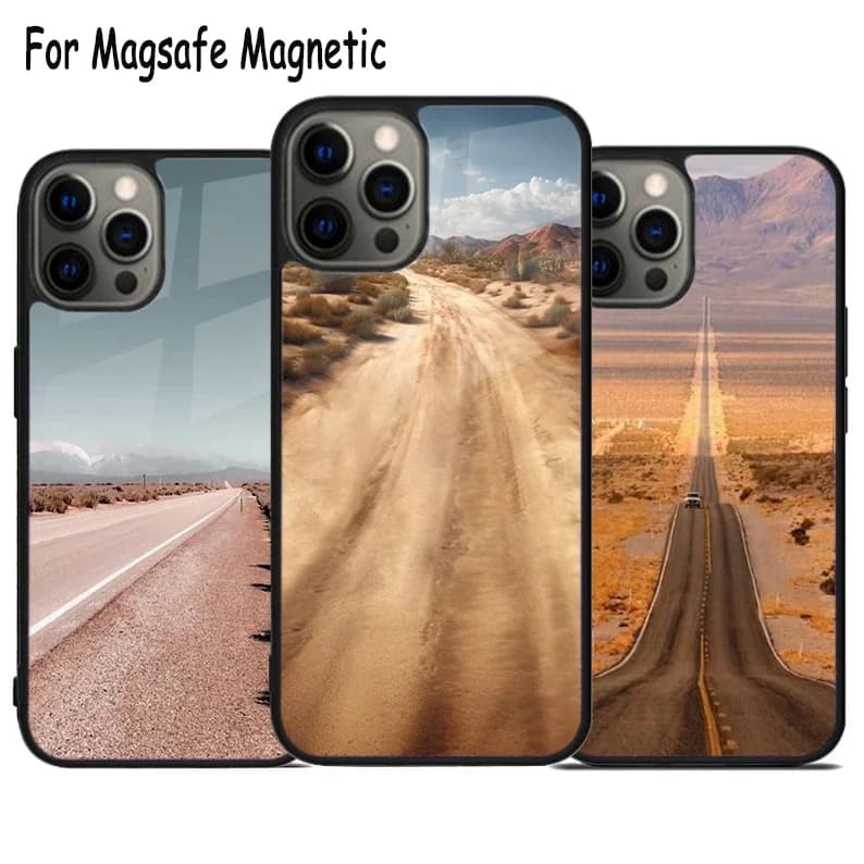 Bella custodia per telefono Desert Country Road Charge per iPhone 17 Air 15 16 16e 14 13 11 12 Pro Max Plus Magsafe Cover magnetica