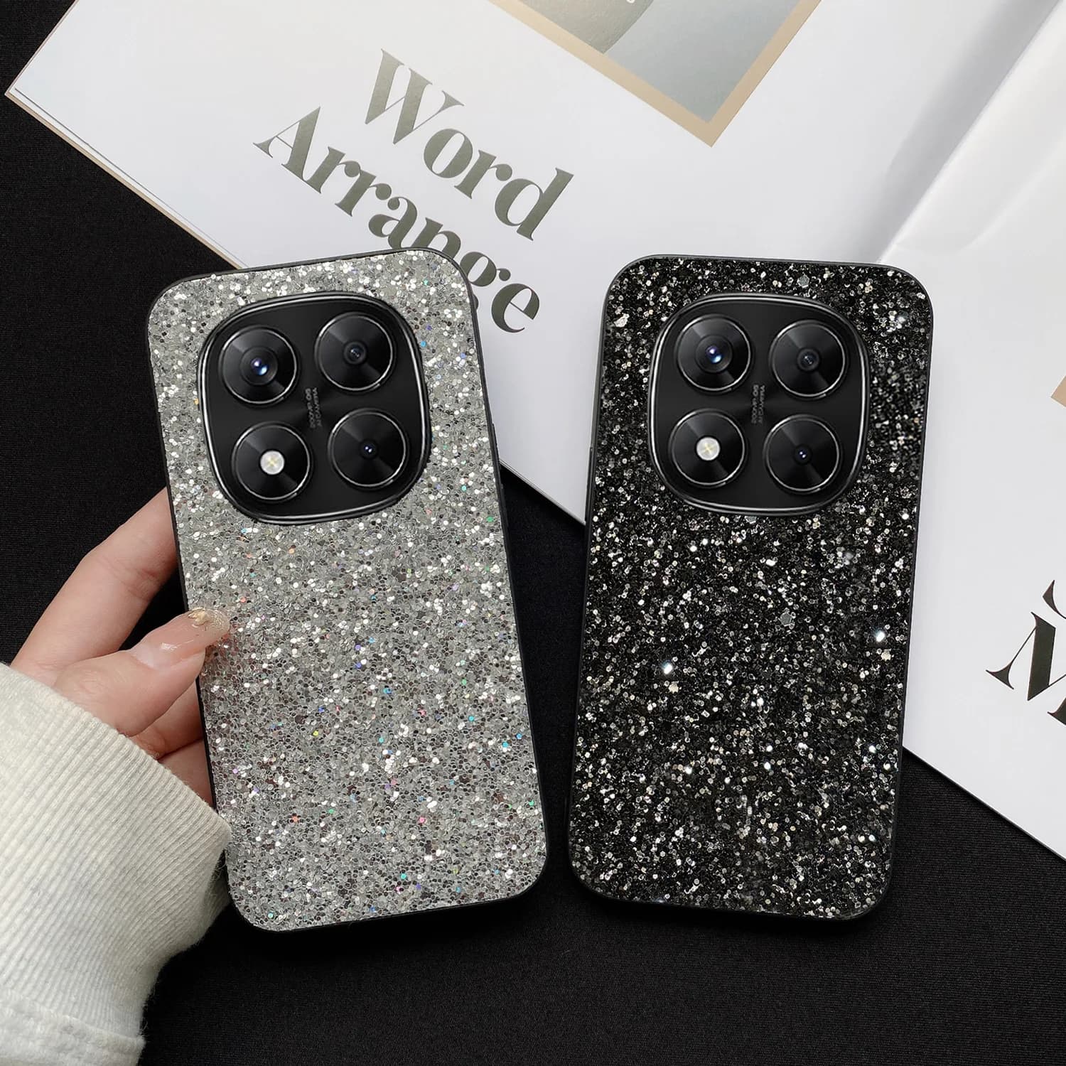 Custodia per telefono in pelle scintillante con strass effetto diamante per Xiaomi Redmi Note 14 15 4G 5G Pro + Cover di lusso antiurto