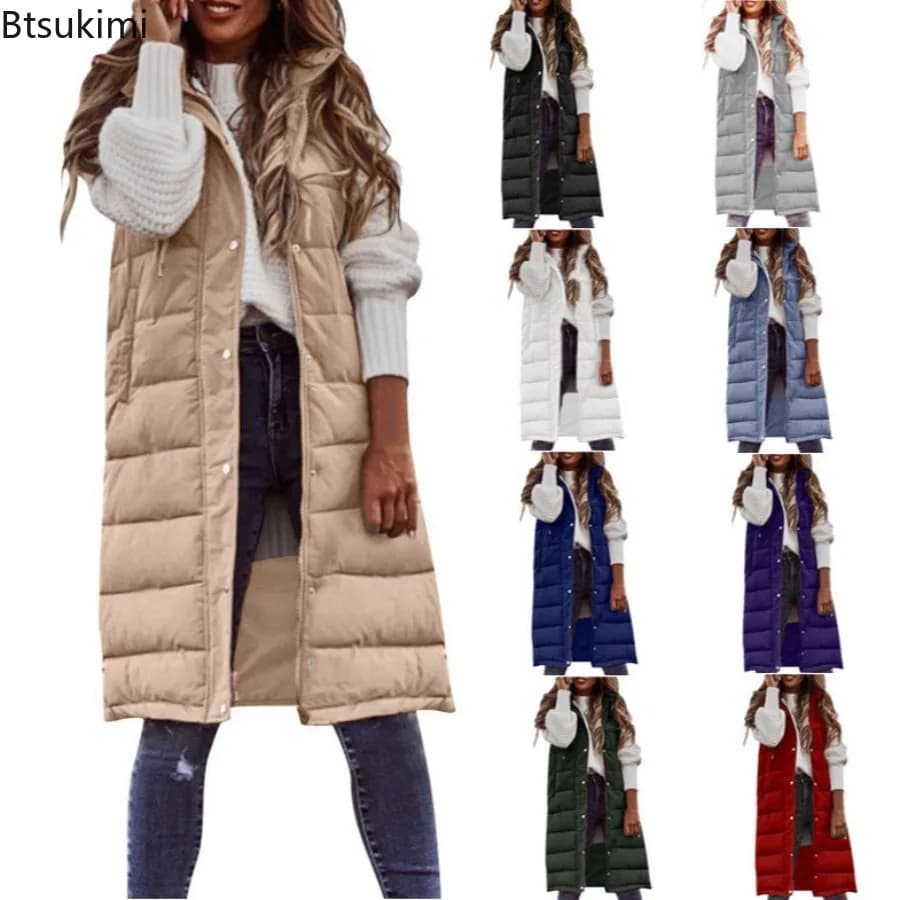Nuove donne con cappuccio senza maniche gilet slim fit gilet esterno piumino giacca da donna cappotto trapuntato giacca senza maniche inverno caldo Jiakecoat