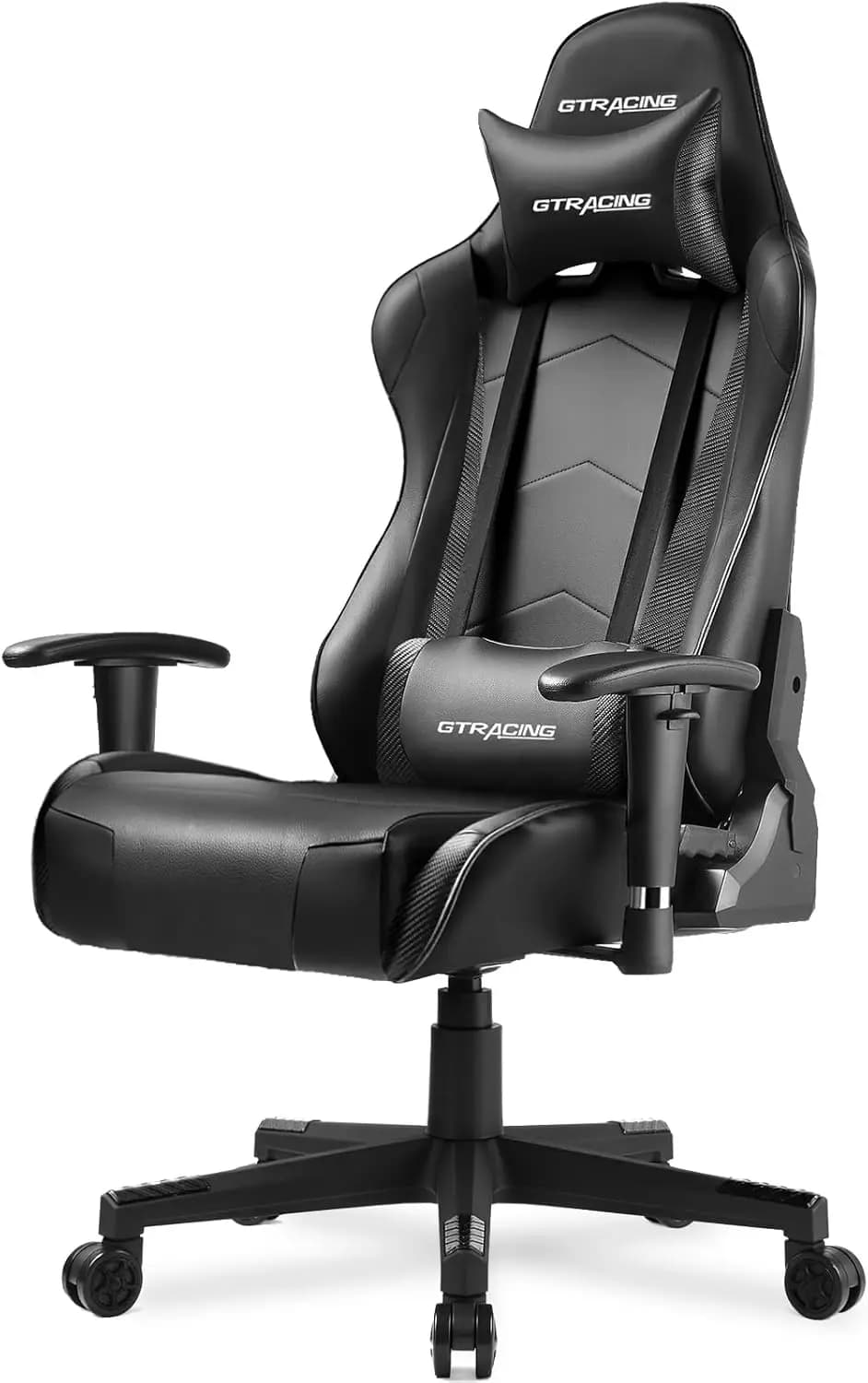 Ergonomic Gaming Chair with Reclining Backrest, Adjustable Height, Swivel Base, Headrest and Lumbar Support - Black