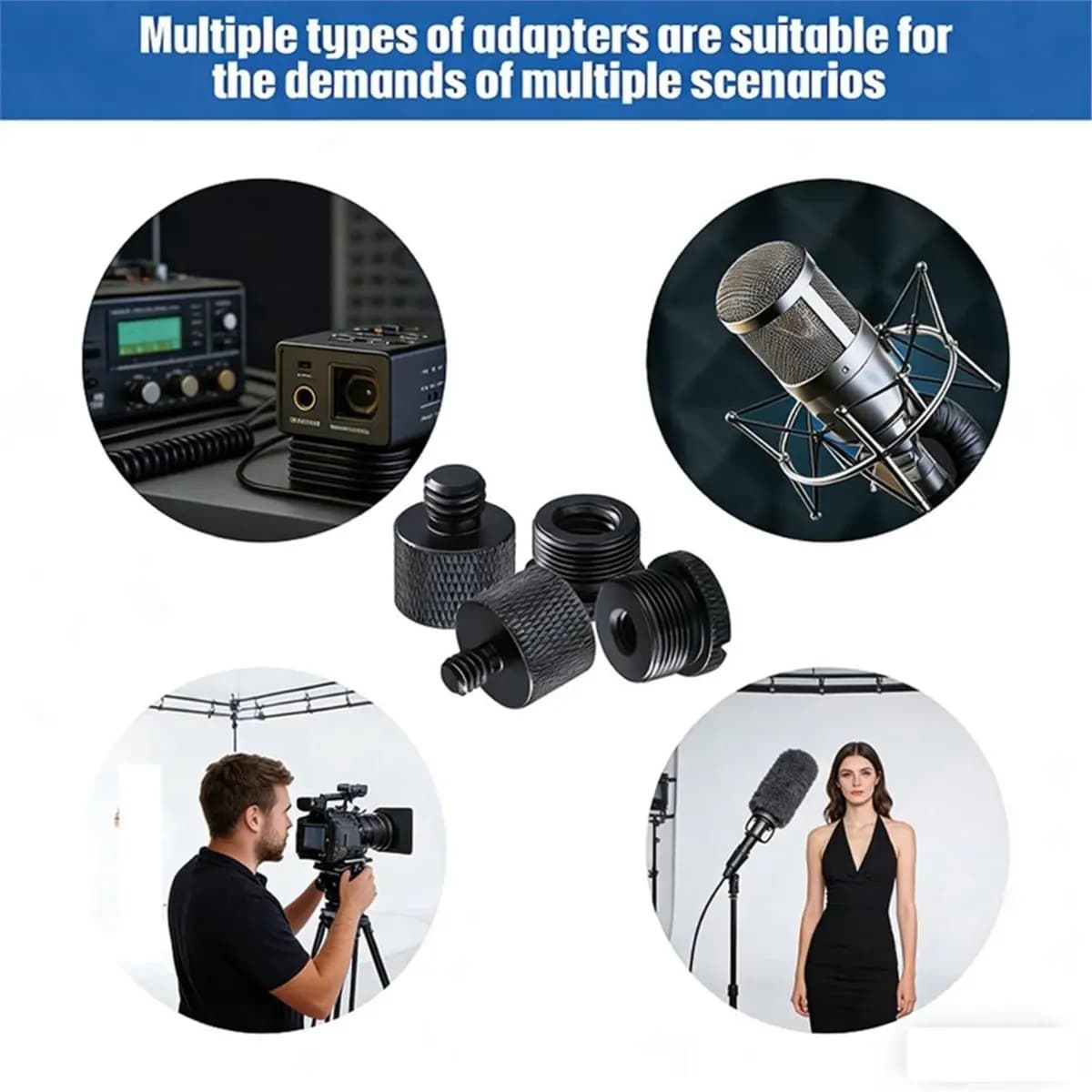 Tubo di prolunga ABJF incluso per adattatore per supporto microfono, confezione da 14, attacco da 3/8 a 5/8 e 1/4 per braccio microfonico, treppiede per fotocamera