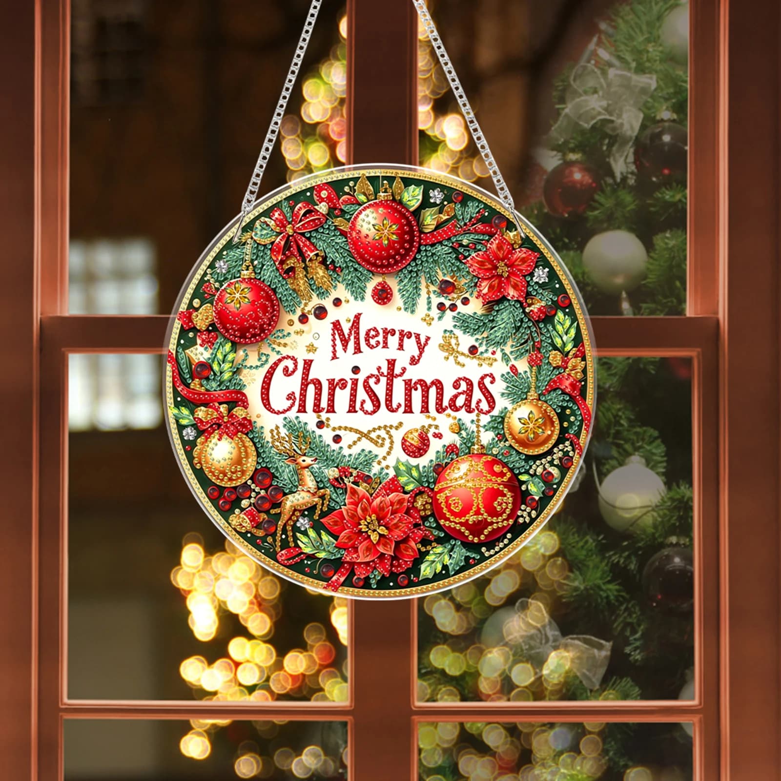DIY Diamond Painting Acrylic Pendant Hanging Christmas Holiday Ornament Home Living Room Decor Gift