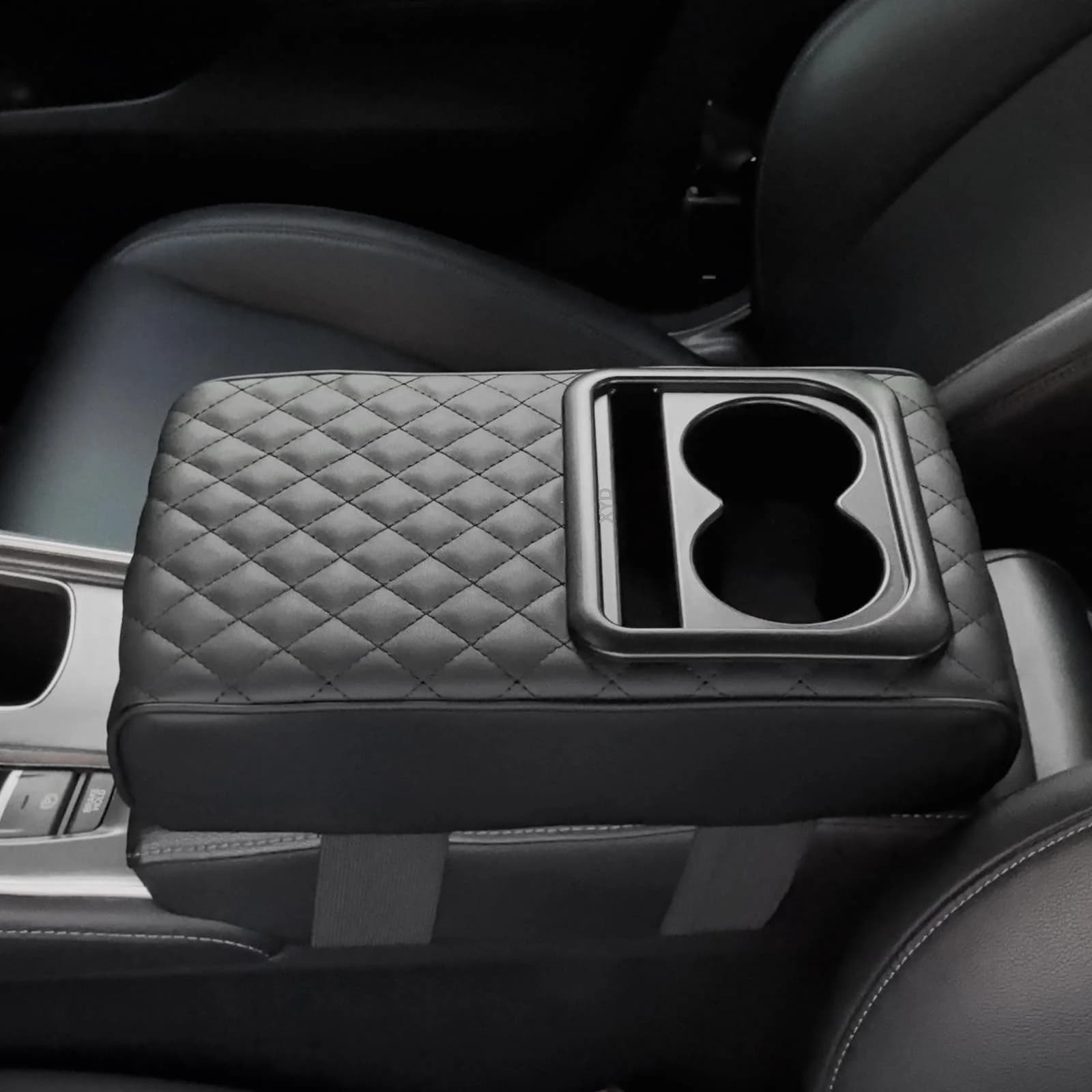 1 piece cup holder, mobile phone slot, storage, central console for car, protective bearing, raised bearing, Pu leather, durable in all seasons